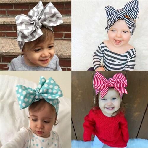 New Fashion 5colors Big DIY Headband Baby girls Bow hair band children kids Striped Cotton turban Head Wrap Hair Accessories
