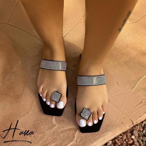 Women Sandals Platform Woman Rome Summer Fashion Shoes Rhinestone Sandals footwears Flip Flop Flat Slides Outdoor Beach Shoes