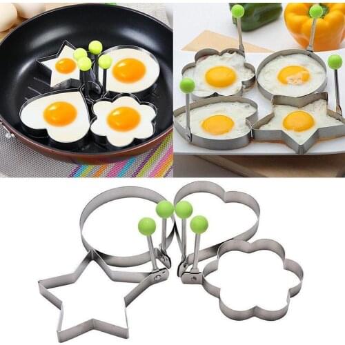Cute Stainless steel fried egg mold Heart Shaped Fried Cooking Mold Kitchen Mold Egg Tools Mold Omelette Set Pancake Rings O1F6