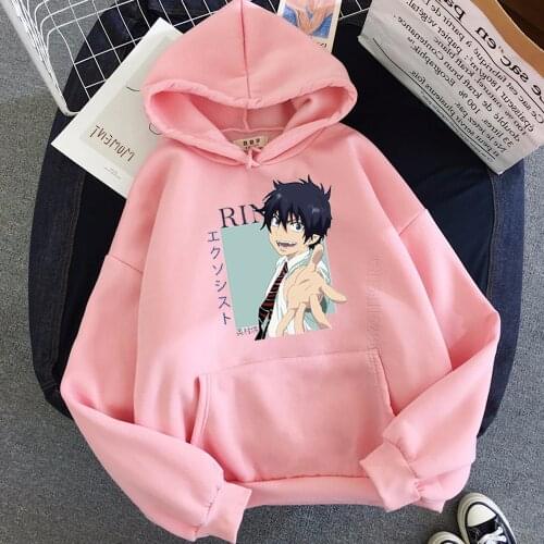 Rin Okumura Blue Exorcist Clothes Men Anime Plus Size Hoodies Harajuku Autumn Graphic Streetwear Pullover Pink