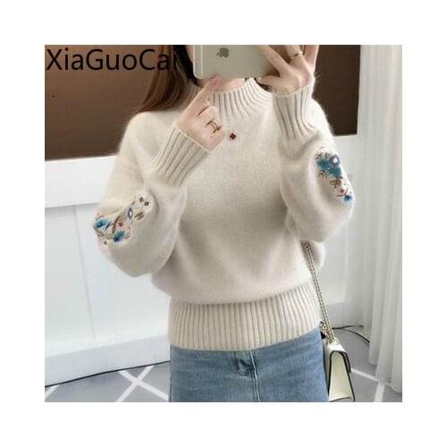 Warm New Autumn and Winter Women Sweaters Womens Long Cardigan Embroidery Casual Sweater Pullovers