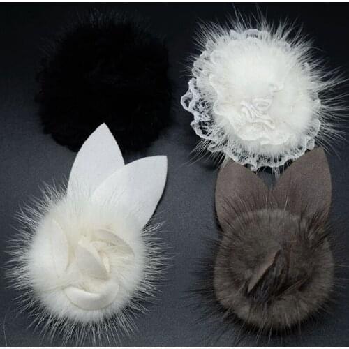 Water mink rabbit ears lace flower patch cloth stickers plus pin needles boutonniere sweater coat decoration applique