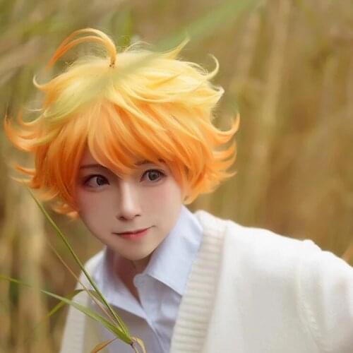Yakusoku no Neverland 63194 Emma Cosplay Wigs 30cm Short Heat Resistant Synthetic Hair Perucas Cosplay Wig + Wig Cap