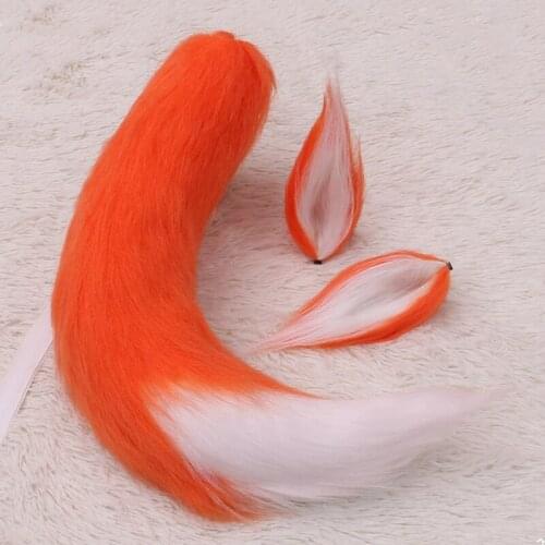 Japanese Sexy Lolita Anime Party Fur Fox Tail Furry Ear Hair Clip Animal Cosplay Carnival Fox Accessories Women Fancy Dress