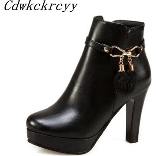 Women Boots Autumn and winter New style fashion High-heeled Short boots Waterproof white Sweet Cashmere Keep warm Boots 34-43