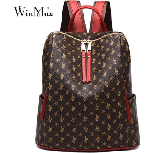 Women Leather Backpack Female Luxury Designer Shoulder Bags Ladies Print Backpacks For Girls Travel Bag Daypack mochila feminina