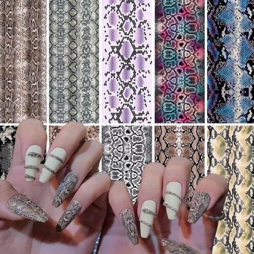 Snakeskin Nail Art Sticker Nail Foils Holographic Transfer Sexy Sliders Manicure Summer Nail Art Decorations Declas 10pcs/set
