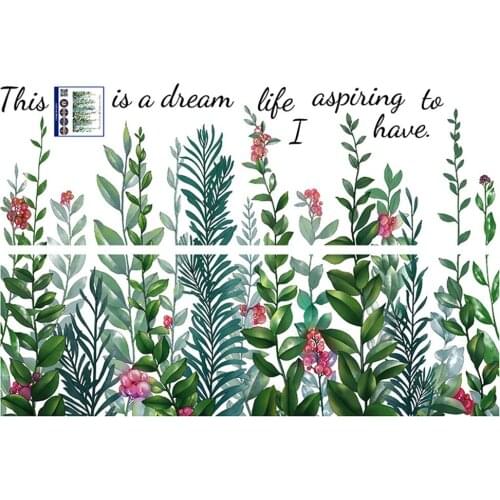1Set Wall Sticker PVC Fresh Tropical Green Plants Flowers Home Decoration Wall Stickers High Quality