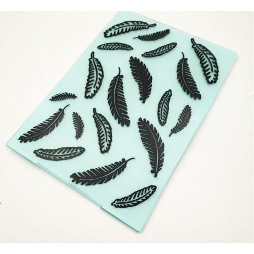 10.5x14.5cm The feather Embossing folders Plastic bump Scrapbooking DIY Template Fondant indentation Cake Photo Album Card Make