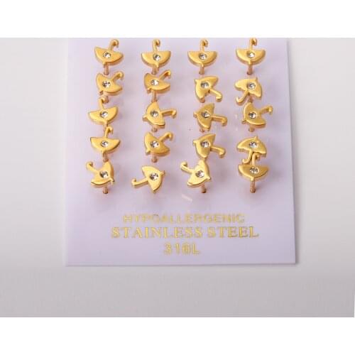 10 Pairs Trendy Cute Umbrella Earrings with Cubic Zirconia 316L Stainless Steel Jewelry for Women Girl Wholesale Party Gift