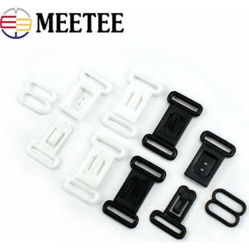 100sets Meetee 12.5mm Plastic Adjustable Buckles O Ring Clasps Hooks Bow Tie Buckle for Bra Underwear Accessories