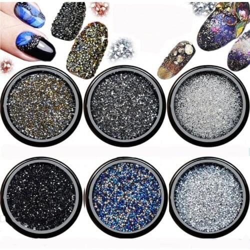 1440pcs 0.8--1.0mm Crystal AB Chaton Micro Nail Art Crystal Rhinestone Manicure Decoration Tiny Beads Rhinestones 1 bag