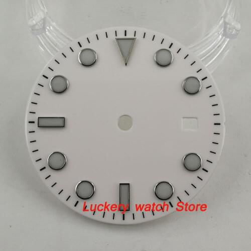 28.5mm white no logo dial luminous marks Watch Dial fit MIYOTA 8215 821A Mingzhu 2813 Automatic Movement-BP26