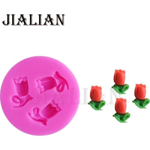 3-Hole DIY Silicone Molds Roses Flowers Shape Mould For Cake Candy Chocolate leaves cake pop recipe cupcake mold T0820