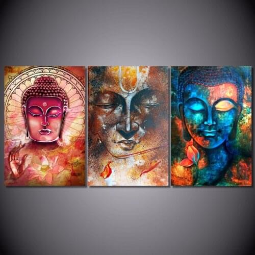 3 Panel Buddha Image Portrait Wall Art Picture Home Decoration for Living Room Canvas Print Picture Painted On Canvas No Framed