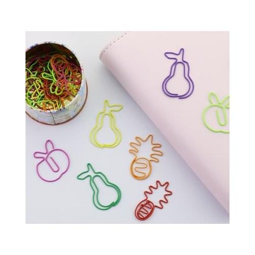 30 Clips/Pack Kawaii Paper Clip Binder Colorful Metal Paper Clips Decorative Fruit/Number/Heart Shaped Paper Clips