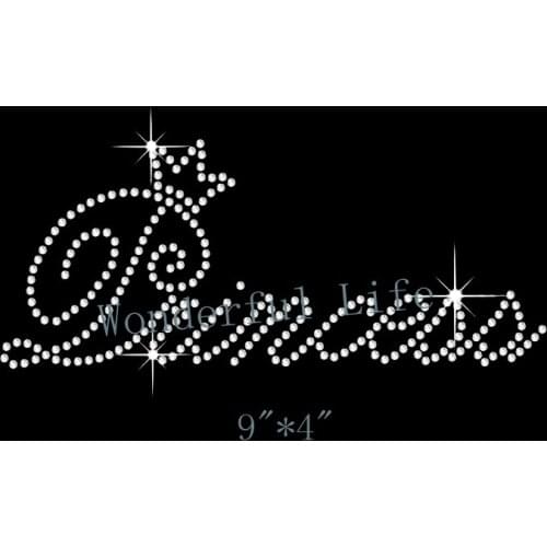 Free shipping Princess Rhinestone Hotfix Transfer Iron-on Applique Motif