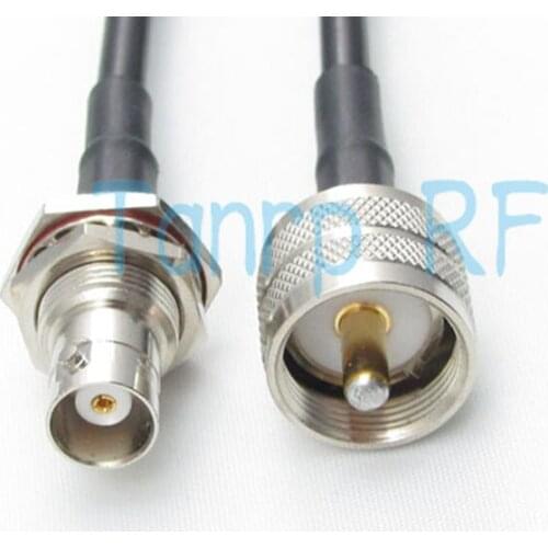 Free Shipping! BNC female nut bulkhead to UHF male RF connector 200CM 6FEET Pigtail coaxial jumper cable 2M RG58 extension cable