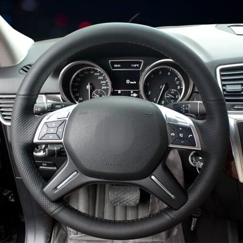 Handsewing Black Artificial Leather Steering Wheel Covers for Mercedes Benz C180 C200 C260 E200 E260 ML320 ML360 ML400