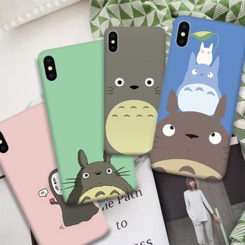 Cute Cartoon Happy Totoro Silicon Phone Case For iPhone 11 12 Pro Max XR X XS Max 5 5S SE 2020 7 8 6 6S Plus Cover
