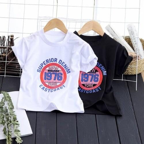 Children Tops 2021 Summer Boys and Girls Printing Short-sleeve T Shirt Round Neck Top Kids Clothing