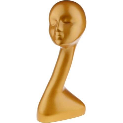 Elegant Gold Female Mannequin Head Hair Wigs Hat Cap Display Model Showcase Reading Glasses Sunglasses Stand Holder