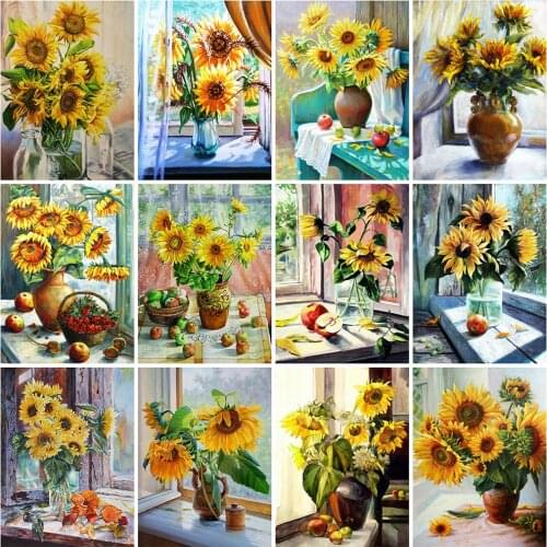 Evershine Full Square Round Diamond Embroidery Sunflower 5D DIY Diamond Painting Kit Cross Stitch Flower Rhinestone Mosaic Craft
