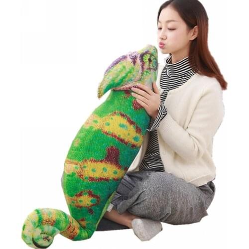 Fancytrader 39'' Simulation Chameleon Plush Anole Toys Stuffed Lizard Animal Pillow Cute Birthday Gift for Kids 3 Models 2 Sizes
