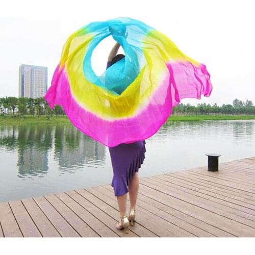 Hot rectangular belly dance real silk Veils for women Sexy Stage Hand silk Veil Scarf Props belly dance accessory 2.5/2.7M