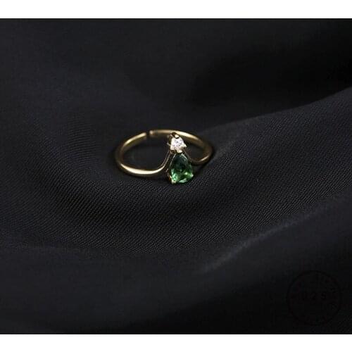 HI MAN 925 Sterling Silver Plated 14K Gold Retro Green Zircon Ring Women Noble Anniversary Gift Jewelry