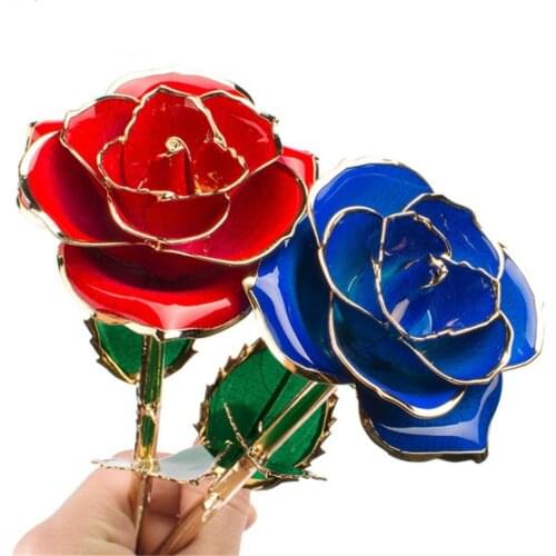 1 Pcs 24k Gold Dipped Rose Flower Artificial Flowers Eternal Rose With Stand Forever Love In Box Birthday Gift For Girls
