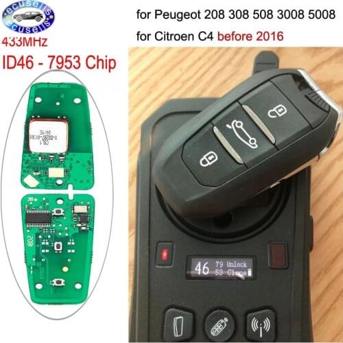 Keyless-Go 3 Buttons DS Smart Remote key 433MHz 7953 Chip for Citroen C4 with Emergency Key HU83