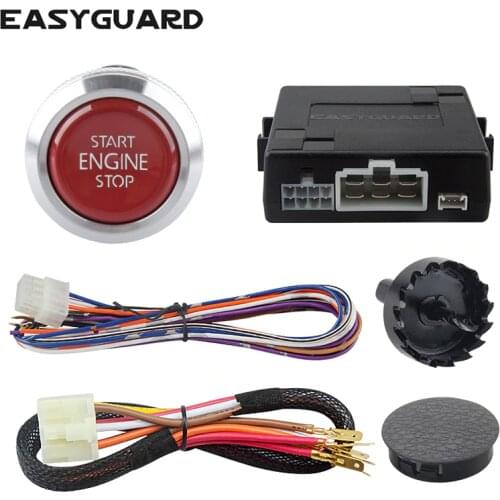 EASYGUARD start stop button keyless go remote engine start optional compatible with oem key fob red button es002-p4 DC 12V