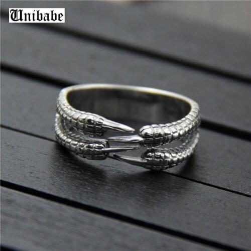 Pure Silver 925 Sterling Thai Silver Vintage Open Size Adjustable Ring mens Jewelry Dragon Claws Male Finger S925 Ring