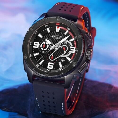 MEGIR Fashion Watch Mens Chronograph Luxury Brand Sport Quartz Watch Men Military Waterproof Analog Wristwatch Relogio Masculino