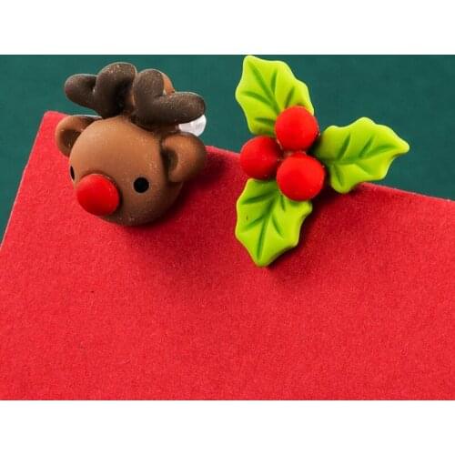 Cartoon Cute Elk Santa Claus Snowman Christmas Hat Asymmetrical Soft Clay Drop Earrings for Women Jewelry New Year Gifts