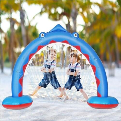Inflatable rainbow water jet arch childrens outdoor water play toy lawn play mat inflatable shark water jet arch bridge