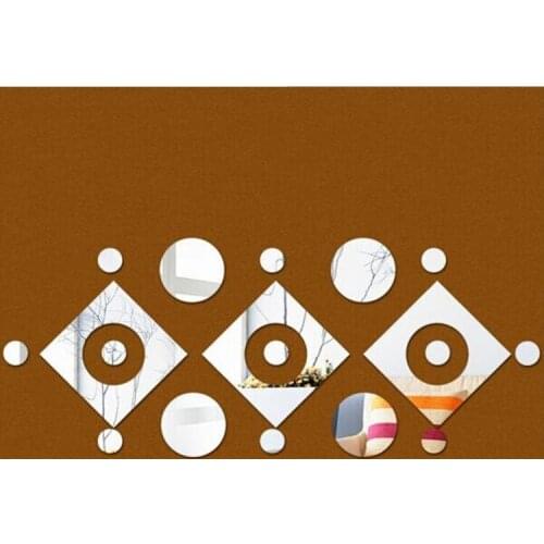 New creative square and round wall mirror sticker for home deco , Artiest 3D DIY Crystal Creative Wall Sticker