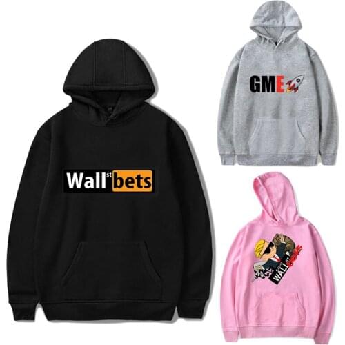 2021 New Fashion Men Women Wall Street Bets Letter Printed Hoodies WSB Unisex Hooded Sweatshirts GME Pullovers Gamestop Hoodie