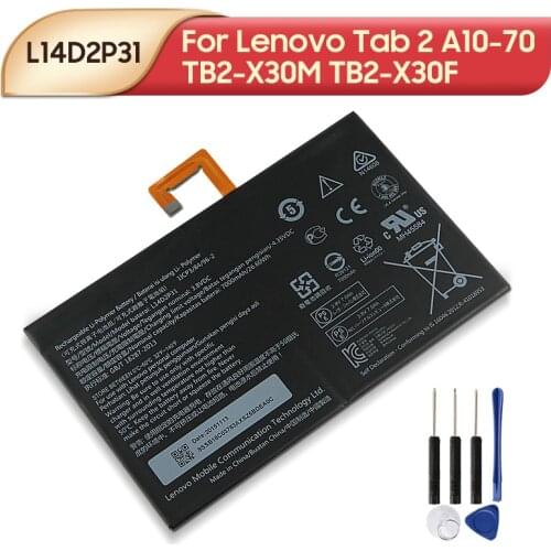 Original Replacement Battery L14D2P31 For Lenovo Tab 2 A10-70 TB2-X30M TB2-X30F Tablet Battery 7000mAh