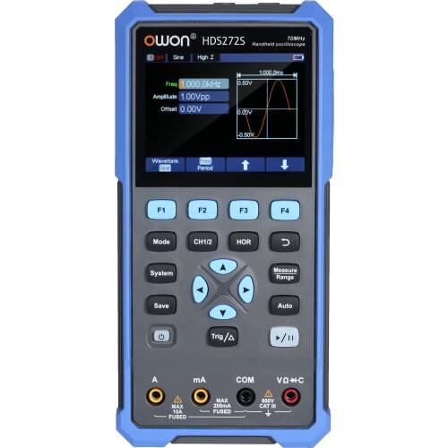 OWON Oscilloscope Multimeter Waveform Generator HDS272S 2CH 70MHz Bandwidth 20000 Counts 3-in-1 Handheld Digital Scope Meter