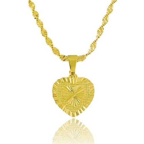 Gold Color 1.5cmx1.2cm heart pendant necklaces ,24k Yellow gold GP necklace top quality necklace heart charm pendant jewlery
