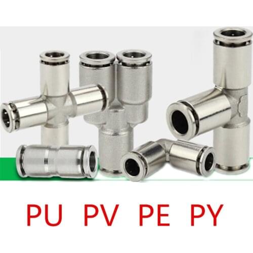 PU PV PE PY 304 stainless steel metal pneumatic quick coupling 4 6 8 10 12 14 16mm high pressure air pipe quick coupling