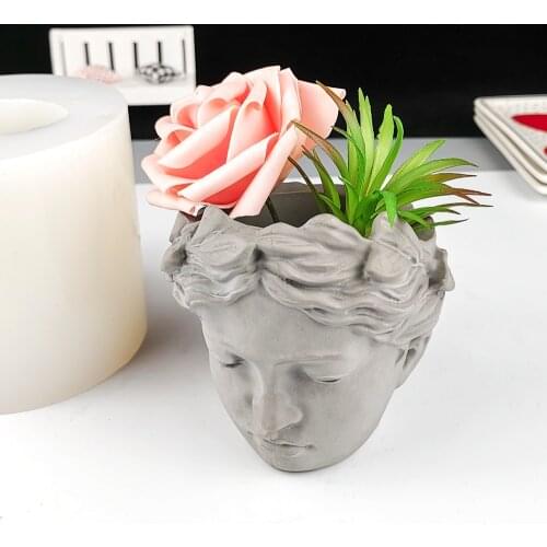 PRZY Classical Concrete Planter Mold 3D Girl Head Cement Vase Mould DIY Garden Homeware Decorating Craft