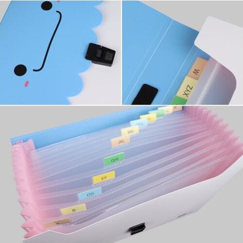 Expanding floders document bag cartoon pattern organ bag student portable folder opening season test papers multi-layer file
