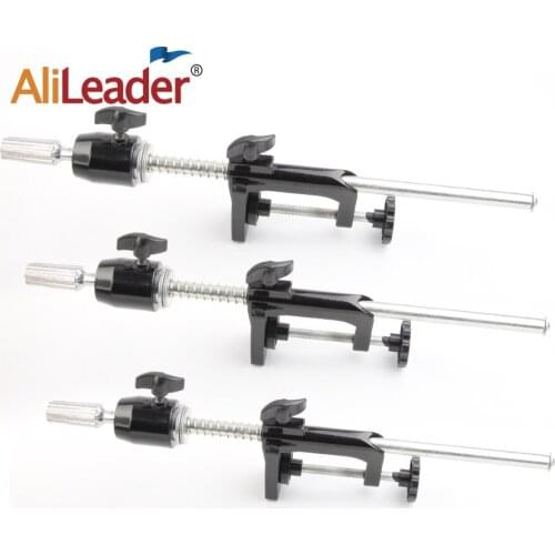Alileader Adjustable Wig Head Stand Table Clamp Wig Head Holder For Training Mannequin Head Stainless Steel Wig Head Holder