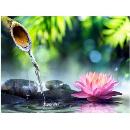 Religion diamond painting lotus full mosaic rhinestone embroidery picture puzzle landscape diamond art draw wall sticker decor