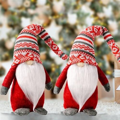 Christmas Gnomes Handmade Knitted Elf Doll Merry Christmas Decor For Home Table 2022 Plush Toys Doll Holiday Party Ornament