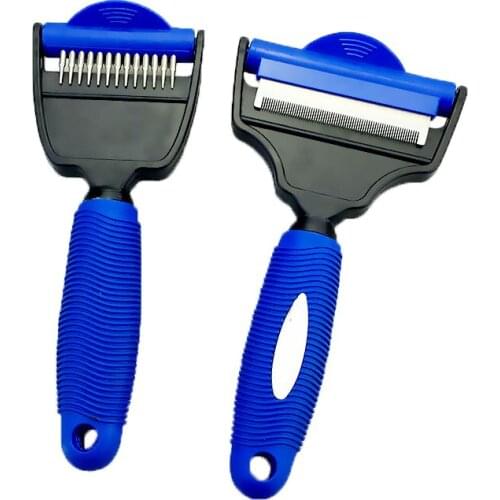 Pet Hair Brush 2 in 1 Stainless Steel Dog Comb Multifunctional Pet Grooming Tool Cat and Dog Hair Removal Brush