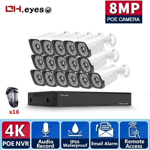 4K CCTV System NVR Kit 8MP Super Outdoor Motion Detection Security IP Camera Audio H.265+ 16CH POE NVR Video Surveillance set